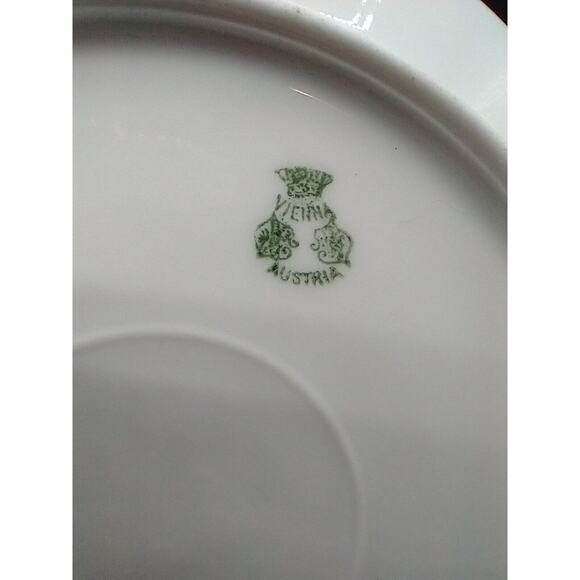 Hand Painted Porcelain 7" Plate Crown Vienna Austria Ombre Autumn Leaves Stamped - Picture 5 of 7